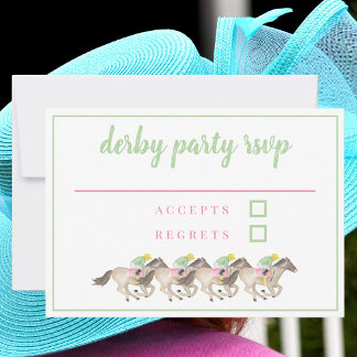 Derby Party Watercolor Jockeys Horse Racing RSVP Card