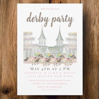 Derby Party with Jockeys and Iconic Twin Spires Invitation
