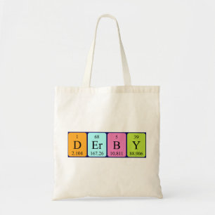 Derby periodic table name tote bag