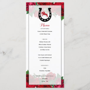 Derby Race Horse Red Roses Menu