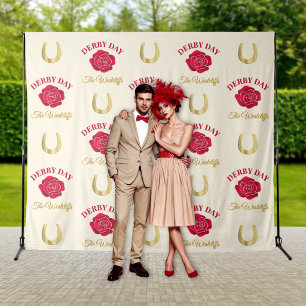 Derby Roses & Horsehoes Step and Repeat Backdrop Tapestry
