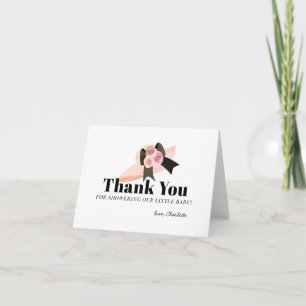 Derby Style Big Pink Hat Rose Baby Shower Thank You Card