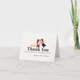 Derby Style Big Pink Hat Rose Bridal Shower Thank You Card