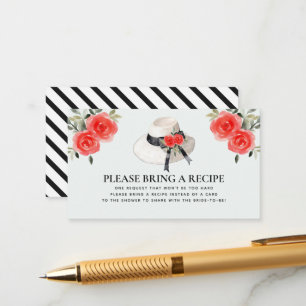 Derby Style Hat Roses Bridal Shower Recipe Request Enclosure Card