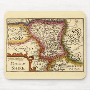 Derbyshire (Darbyshire) County England Antique Map Mouse Pad
