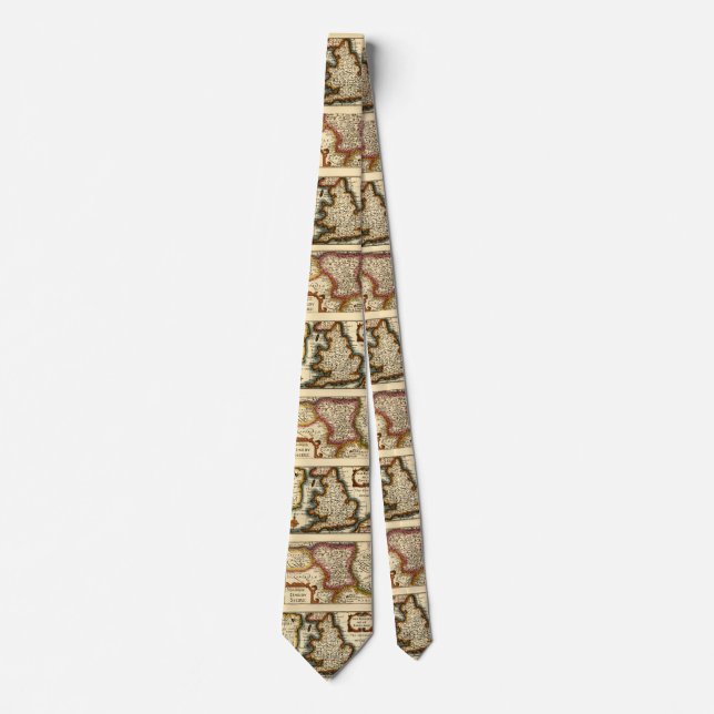 Derbyshire (Darbyshire) County England Antique Map Tie (Front)