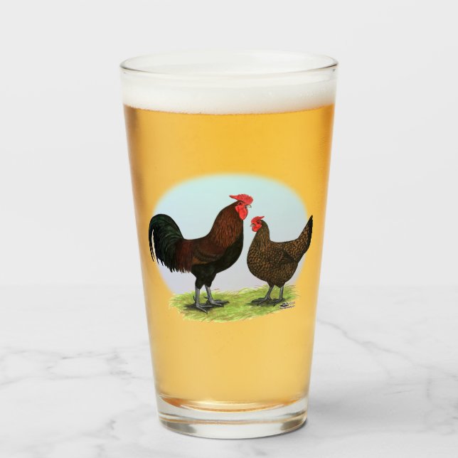 Derbyshire Redcap Fowl Glass (Front Filled)