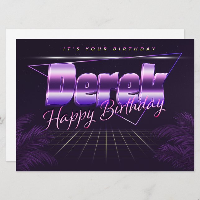 Derek Name First name lila retro card Birthday (Front/Back)