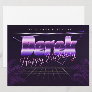 Derek Name Vorname lila retro Karte Geburtstag Card