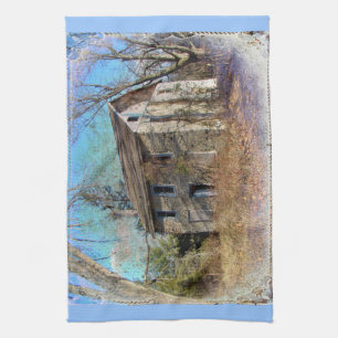 Derelict Farmhouse on Upper Ridge Road Tea Towel
