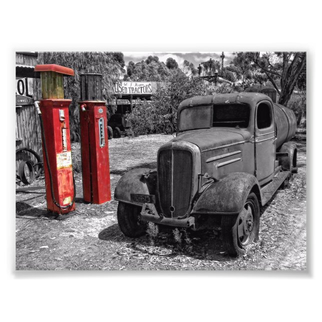 Derelict Vintage Ute Photograph Monochrome (Front)
