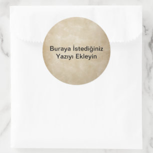 Deri Görünümlü Tasarım Classic Round Sticker