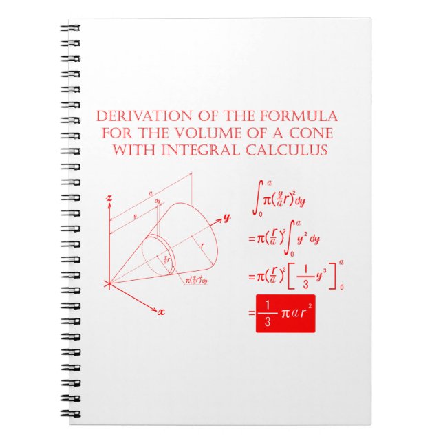 Derivation of the formula for the volume of a cone notebook (Front)