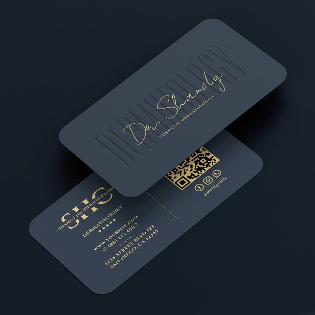 Dermatologist Cosmetologist Blue Monogram Modern Business Card (Dermatologist Cosmetologist Blue Monogram Modern Business Card
)