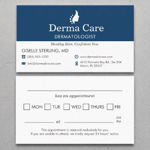 Dermatologist Doctor Office Appointment Reminder Business Card