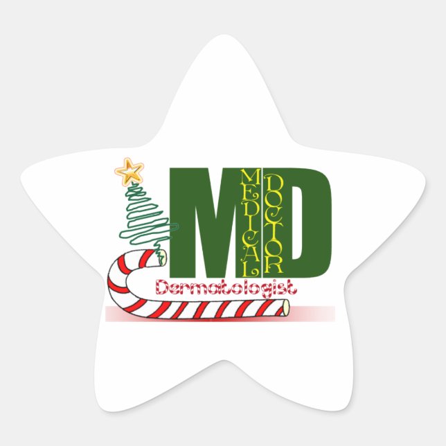 Dermatologist MERRY CHRISTMAS Star Sticker (Front)