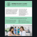 Dermatologist Skin Doctor Logo QR Soft Green Flyer<br><div class="desc">Promote your dermatology clinic with a professional, customizable flyer designed to help attract new patients and clearly showcase your services. Ideal for dermatologists, skin care clinics, and medical practices, this flyer allows you to add your logo, clinic information, services, and a QR code that links directly to your website or...</div>
