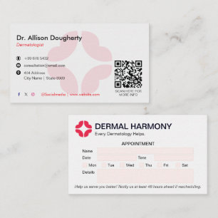 Dermatology Clinic Business   Clean Appointment Business Card