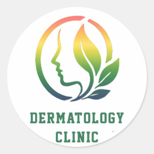 🌿 Dermatology Clinic Logo Skin Care Centre 💚 Classic Round Sticker