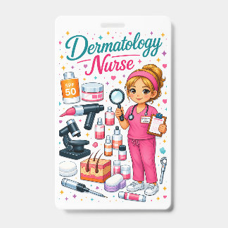 Dermatology Nurse Badge |Cute Nurse Medical Badge  ID Badge
