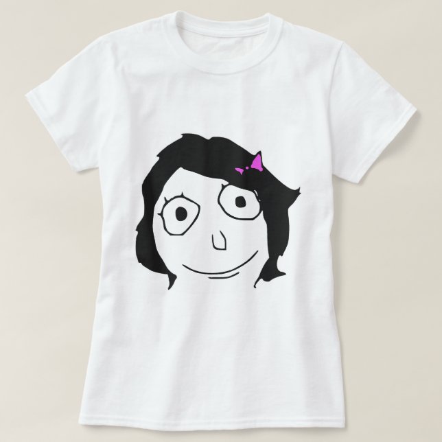 Derpina Black Hair Brunette Rage Face Meme T-Shirt (Design Front)