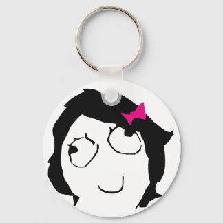 Derpina - black hair, pink ribbon key ring