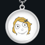 Derpina Blonde Yellow Hair Rage Face Meme Silver Plated Necklace<br><div class="desc">About this meme: "Rage Comics" are an ever-increasing collection of comics that proliferate user content generated websites such as reddit, 4chan, and 9gag, among others, which consist of a basic set of silly and funny fundamental characters, or "rage faces, " that can be applied to different circumstances and tell real...</div>