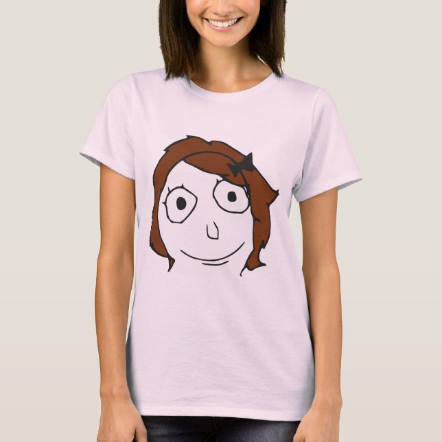 Derpina Brown Hair Rage Face Meme T-Shirt (Front)