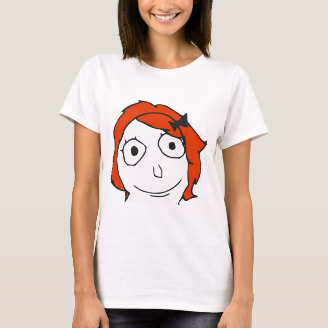 Derpina Red Hair Rage Face Meme T-Shirt (Front)