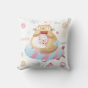 Derpy Cat and Snacks Cushion