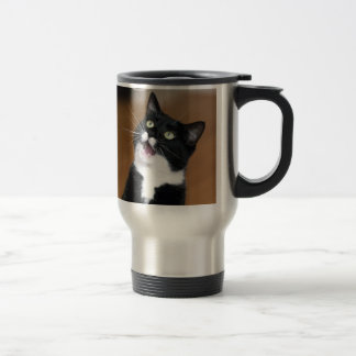 Derpy Cat Making a Silly Face Travel Mug