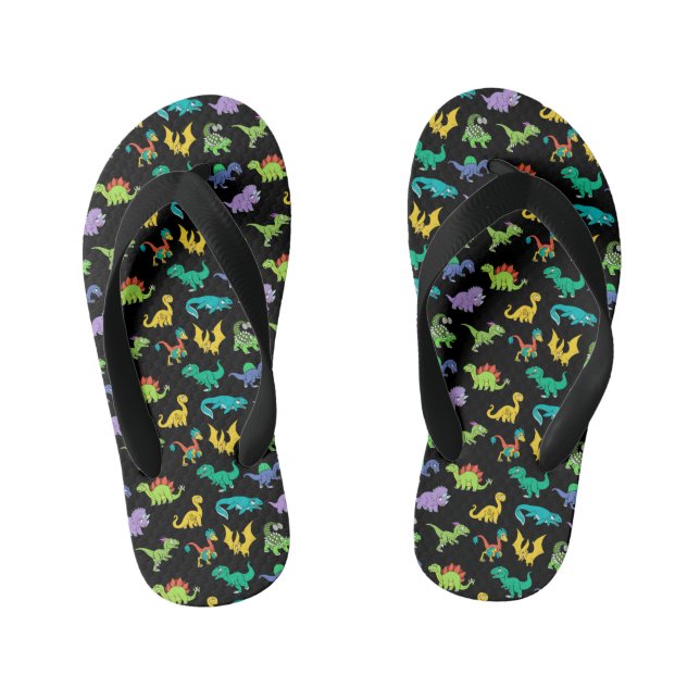 Derpy Dinosaurs pattern Kid's Jandals (Footbed)