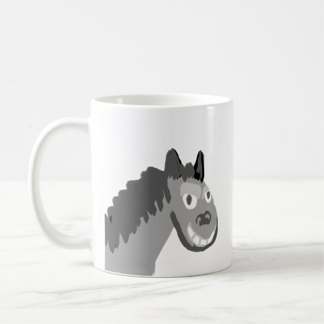 Derpy Horse Cartoon Ceramic Coffee Mug (Left)