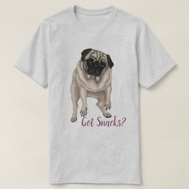 Derpy Pug - Got Snacks? T-Shirt (Design Front)