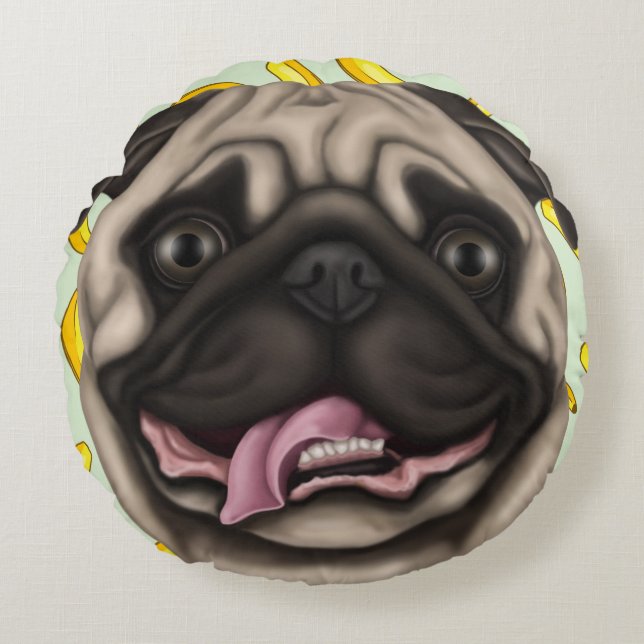 Derpy Pugs Round Cushion (Front)