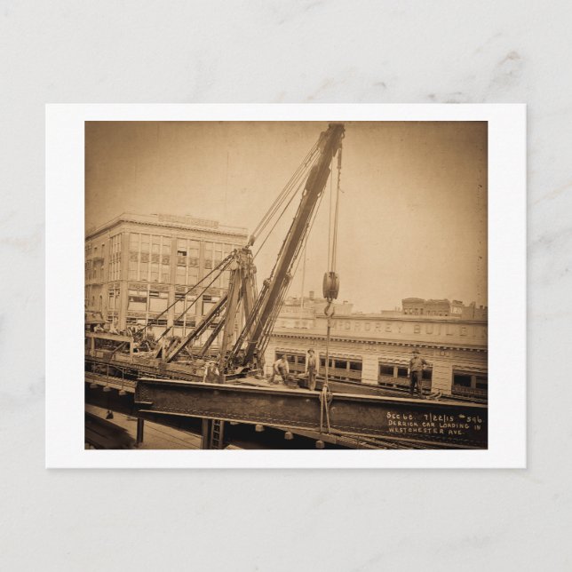 Derrick Car Loading Westchester Avenue Bronx NYC Postcard (Front)