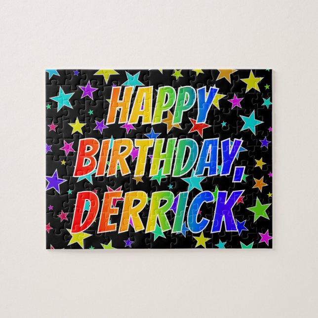 "DERRICK" First Name, Fun "HAPPY BIRTHDAY" Jigsaw Puzzle (Horizontal)