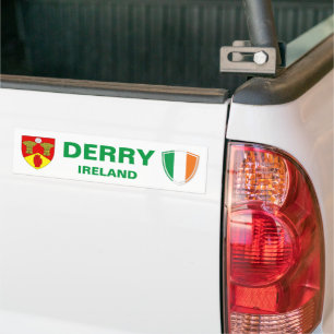 Derry Ireland Crest and Irish Flag Bumper Sticker