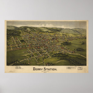Derry Pennsylvania 1900 Antique Panoramic Map Poster