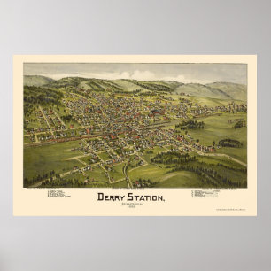 Derry Station, PA Panoramic Map - 1900 Poster