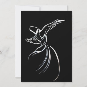 Dervish Line Drawing Calligrapy Style In White