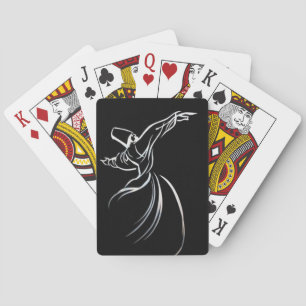 Dervish Line Drawing Calligrapy Style In White Playing Cards