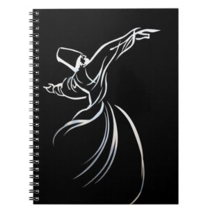Dervish Line Drawing Calligrapy Style In White Spiral Notebook