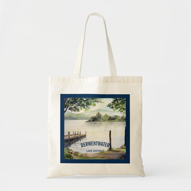Derwent Water Keswick England Watercolor Painting Tote Bag (Front)