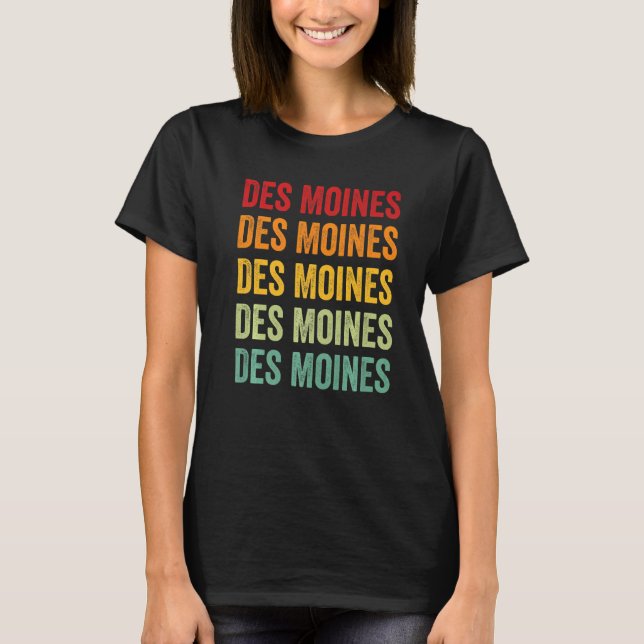 Des Moines County Iowa Rainbow Text T-Shirt (Front)