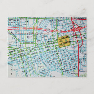 DES MOINES, IA Vintage Map Postcard