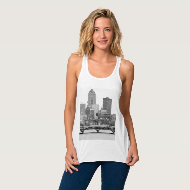 Des Moines in b&w T-Shirt Singlet (Front Full)