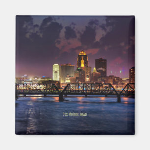 Des Moines, Iowa cityscape photograph, Magnet