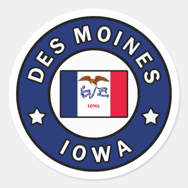 Des Moines Iowa Classic Round Sticker (Front)