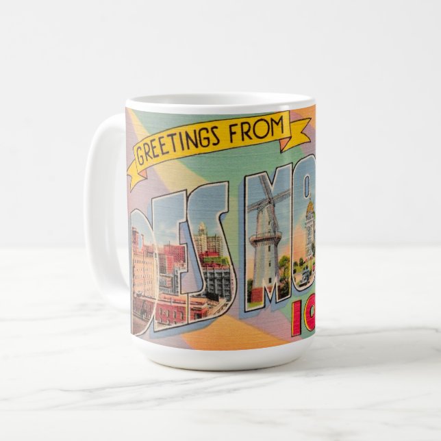  Des Moines Iowa Greetings Postcard Mug (Front Left)